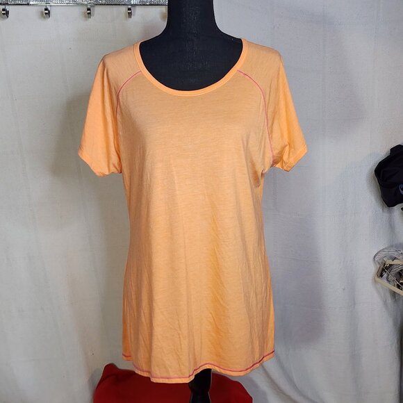 Avia Tops - Avia Neon Peach and Bright Pink Hems Short Sleeved Poly Rayon Workout Tee Sz XL